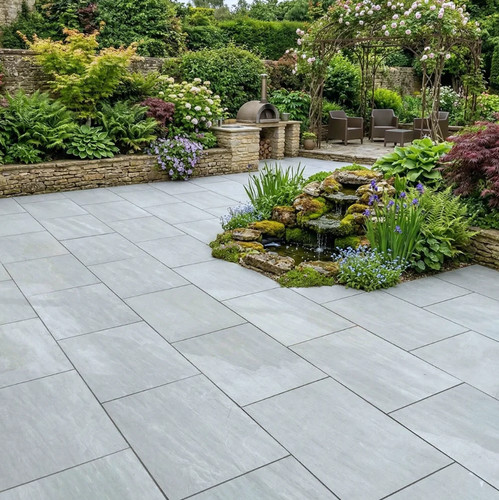 Natural grey porcelain - natural, paving
