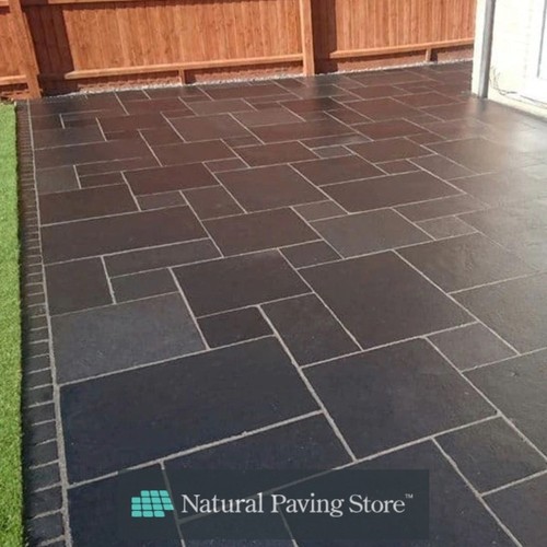 Black limestone natural - black, paving