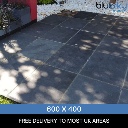 Black slate paving patio slabs - slate,