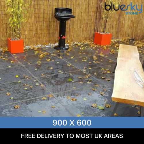 Black slate paving patio slabs - paving,