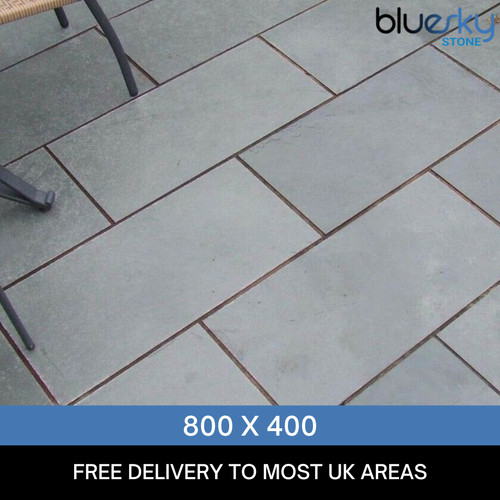 Grey slate paving patio - patio, slabs